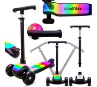 Trottinette enfant - LUMI RIDE - 3 Roues, 7 couleurs LED, 20 programmes - 3+ ans, 50kg, pliable, réglable - Noir