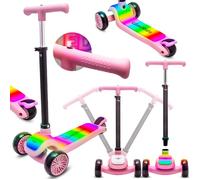 Trottinette enfant - LUMI RIDE - 3 Roues, 7 couleurs LED, 20 programmes - 3+ ans, 50kg, pliable, réglable - Rose