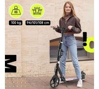 HyperMotion Trottinette 2 roues Skyline - Aluminium, Amortisseur, Pliable, jusqu'à 100 kg