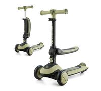 Kinderkraft Halley, Trottinette, Draisienne, Patinette, Scooter, Multifonctionnel, Moderne, Trois Roues, Réglable, LED Roues, Frein, 2 Ans jusqu'à 50 kg, Vert