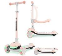 Trottinette Enfant Roues LED, 50 kg max- Siège Réglable- Pliable - Rose Rose G