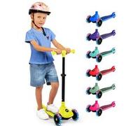 Trottinette Enfant - SereneLife - 3 Roues - Pliable avec Hauteur Ajustable - Siège Pliable - Roues LED Lumineuses - Guidon Réglable - Plateau Antidérapant - Jaune