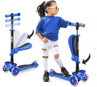 Trottinette Enfant,Trottinette 3 Roues,Patinette Enfant Pliable Avec Hauteur Ajustable,Plateau Antidérapant,Led Roues Lumineuses,Scooter Pour Fille/Garçon De 2 À 8 Ans