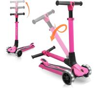 Trottinette Enfant,Trottinette 3 Roues,Patinette Enfant Pliable,Roues Led Intégrées,Scooter Pliable Avec Plateforme Large Antidérapante,Hauteur Réglable,Idéal Pour Les Jeux Extérieurs