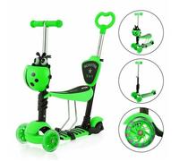Trottinette Enfant - Yoleo - 5 en 1 - 3 Roues Led - Guidon Réglable - Vert
