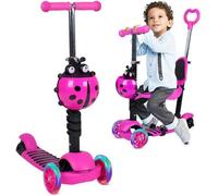 Trottinette Enfant Yoleo 5 en 1 - Roues Led - Siège Réglable - Rose