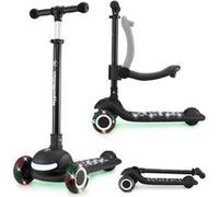 Trottinette Enfants Roues LED, 50 kg max- Siège Réglable- Pliable - Noir Noir G