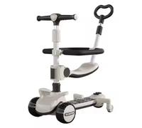 Trottinette Evolutive Bébé 10 mois à 5 ans Draisienne Bébé Evolutive Modulable 5 en 1 | Poussoir Réglable, Guidon Réglable Lumière LED (Noir)