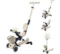 Trottinette évolutive GLOBBER GO UP Baby 360 Lights 3 roues TAUPE, 3 modes, roues lumineuses à dynamo, guidon réglable 360°, pliage en mode trottinette