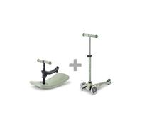 Trottinette évolutive Micro Mobility Mini Micro Deluxe Rock & Go LED 6-en-1 siège basculant roues LED Vert sauge
