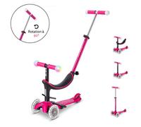 Micro | Trottinette Évolutive Mini 3en1 Révolution Magic | Trottinette 3 Roues | Roues Lumineuses | Guidon Lumineux | 1 à 6 Ans | Framboise