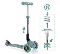 GLOBBER Primo - Trottinette pliable pour enfant - 120/80 mm - ABEC 5 - 3 roues - Hauteur réglable - Roues LED - Menthe