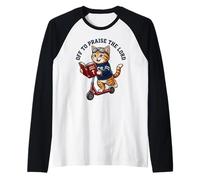 Trottinette Humoristique en Forme de Chat chrétien « Off to Praise The Lord » Manche Raglan