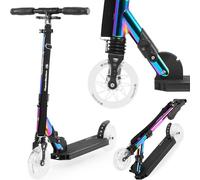 Trottinette Enfant Adolescent +7 Ans Max 100 Kg, Aluminium Frein Pliable, Hauteur Réglable 74-88 Cm Amortisseur, Roulements Abec-7 - Double Roues Noir