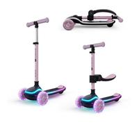 Trottinette Kinderkraft RAKET UP 2 en 1 pliable avec siège réglable roues LED enfant évolutive Rose