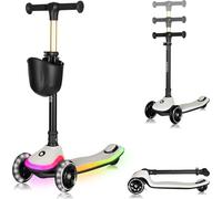 Trottinette Mey de 3 ans à 50 kg, éclairage LED sur le marchepied, marchepied antidérapant, panier - Beige