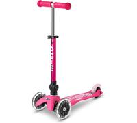 Micro | Mini Deluxe Pliable LED | Trottinette 3 Roues | Roues Avant LED | Guidon Ajustable | 2 à 5 Ans | Rose