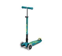 Micro | Trottinette Enfant Maxi Deluxe Pliable LED | Trottinette 3 Roues | Guidon Ajustable | Roues Lumineuses | 5-12 Ans | Bleu Pétrole