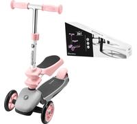 Hypermotion Trottinette 3 En 1 Multifonction Siège Pour Petit Amovible Hauteur Guidon Réglable Matériau Léger - Roues Stables -Rose Rose
