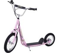 HomCom Trottinette enfant à partir de 5 ans Grands pneus Guidon réglable Freins Rose
