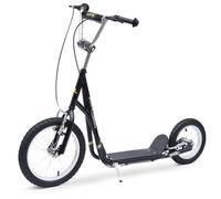 Trottinette Patinette Enfant À Partir De 5 Ans Grands Pneus Guidon Réglable Poignées Freins Et Béquille Acier Noir