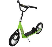 HomCom Trottinette enfant guidon réglable grandes roues poignée frein béquille acier vert dès 5 ans