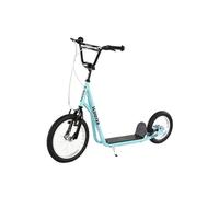 HOMCOM Trottinette patinette Grandes Roues pneumatiques Ø 40 et 30 cm Hauteur Guidon réglable Frein AV/AR béquille Acier Bleu Ciel Noir