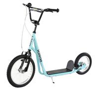 HomCom Trottinette Grandes roues pneumatiques Ø40/Ø30 cm Guidon réglable Freins AV/AR Bleu ciel/Noir