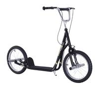 HOMCOM Trottinette patinette Grandes Roues pneumatiques Ø 41 cm Hauteur Guidon réglable béquille pegs Inclus Acier Noir