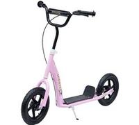 HOMCOM Trottinette Enfant patinette pneus 30 cm Hauteur Guidon réglable poignée Frein et béquille Acier pour Enfants à partir de 5 Ans Rose
