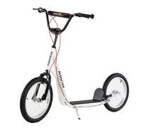 Trottinette patinette pour enfants à partir de 5 ans grands pneus guidon réglable poignée frein et béquille acier blanc