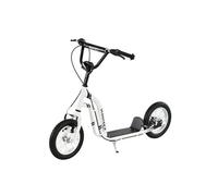 Trottinette enfants - HOMCOM - roues pneumatiques 12 pouce caoutchouc charge 100 kg tout terrain double freins réglable - blanc