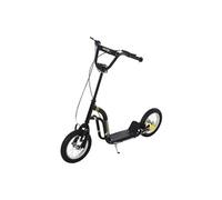HomCom Trottinette enfants 5+ ans Guidon réglable Grands pneus 2 freins Béquille latérale Noir