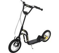 Trottinette Patinette pour Enfants Plus de 5 Ans Grands Pneus Guidon Réglable 2 Freins Contrôlés par Poignée Béquille Latérale 120 x 58 x 85-95 cm Noir Noir G