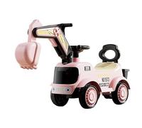 Trottinette Pelleteuse à conducteur porté for Enfants, Camion de Chantier, Voiture à Pousser, Rangement sous Le siège, Voitures coulissante Anti-retournement Voiture Twist(Roze)