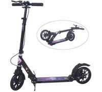 Trottinette ISE Trottinette Pliable 2 Roues en Aluminium,Hauteur de Guidon Réglable,Double Système d'absorption de Choc & Freinage,Grande Roue avec Pneu