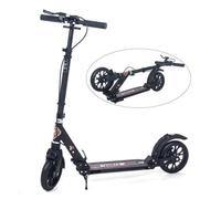 ISE Trottinette Pliable 2 Roues en Aluminium,Hauteur de Guidon Réglable,Double Système d'absorption de Choc & Freinage,Grande Roue avec Pneu Antidérapant,pour Adultes et Adolescents de 12 Ans à 100kg, SY-SC002-BK noir