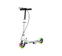 Trottinette pliable réglable enfant 3-8 ans roues lumineuses LED frein friction arrière et frein main métal noir blanc Blanc G