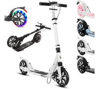 Trottinette pour Adultes avec Grandes Roues Et Sangle De Transport - Trottinette De Ville Pliable - Trottinette pour Enfants, Frein De Roue Arrière Et Amortisseur, 4
