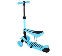 Trottinette pour Enfants 5 en 1 avec siège Amovible, 3 PU Roues Lumineuses, Guidon Réglable en Hauteur, Facile à Diriger, Dossier Confortable, pour Filles/Garçons de 2 a 8 Ans-Bleu
