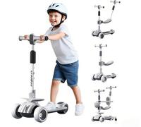 Trottinette pour Enfants 6 en 1 avec Siège Amovible,Trottinette 3 Roues évolutive Tige de Poussée,Garde-Corps,Guidon Réglable en Hauteur,Convient aux Tout-Petits Garçons et Filles de Plus de 2 Ans