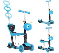 HomCom Trottinette pour enfants 5 en 1 – 3 roues évolutive, guidon réglable, 60 kg Bleu
