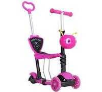 Trottinette pour enfants trottinette 3 roues évolutive 3 en 1 hauteur guidon réglable canne telescopique selle dossier amovible rose Rose G