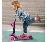 Trottinette pour Enfants Trottinette 3 Roues évolutive 5 en 1 Hauteur Guidon réglable Canne telescopique Selle Dossier Amovible, Filles et Garçons, 5 en 1 (A) Rose