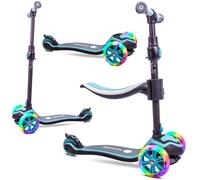 Trottinette pour enfants Trottinette à trois roues avec LED, 2 roues, freins arrière, hauteur réglable, charge maximale 50kg Bleu