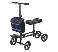 Trottinette pour genou adulte, aide à la marche pliable pour blessure | avec repose-genou et frein à main, roues 8″, sac, charge 100 kg, alternative aux béquilles pour récupération Noir