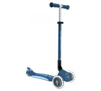 Globber - Primo Foldable Plus Lights - Trottinette 3 Roues pour Les Enfants de 3 à 9 Ans, Bleu Foncé