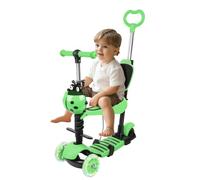 Trottinette Scooter Enfants avec siège Amovible Hauteur réglable 2-8ans, 7 étoile Coccinelle Scooter Jambe Unique avec poignée de poussée - Vert