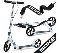 Trottinette urbaine Soke City blanche pliable roues 200mm ABEC-9