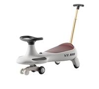 Trottinette Voiture pivotante avec Rangement sous Le siège, Roues Clignotantes, Musique, Tourne, remue for diriger, Jouet à enfourcher Voiture Twist(Grey,with Push Handle)